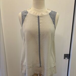 Madewell cream and navy blue silk top